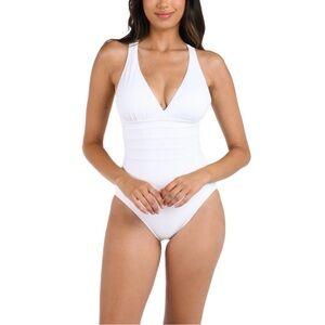 La Blanca Island Goddess Multi-Strap Cross-Back One Piece - White